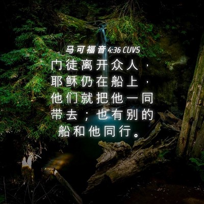 Picture 04 - 马 可 福 音 4:36 CUVS - 门 徒 离 开 众 人 ， 耶 稣 仍 在 船 - Bible Verse Picture