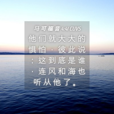 Picture 04 - 马 可 福 音 4:41 CUVS - 他 们 就 大 大 的 惧 怕 ， 彼 此 说 - Bible Verse Picture