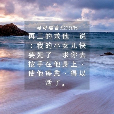 Picture 04 - 马 可 福 音 5:23 CUVS - 再 三 的 求 他 ， 说 ： 我 的 小 女 - Bible Verse Picture