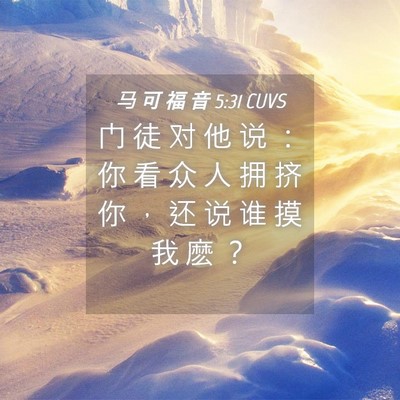 Picture 04 - 马 可 福 音 5:31 CUVS - 门 徒 对 他 说 ： 你 看 众 人 拥 挤 - Bible Verse Picture