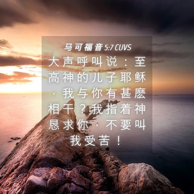 Picture 04 - 马 可 福 音 5:7 CUVS - 大 声 呼 叫 说 ： 至 高 神 的 儿 子 - Bible Verse Picture