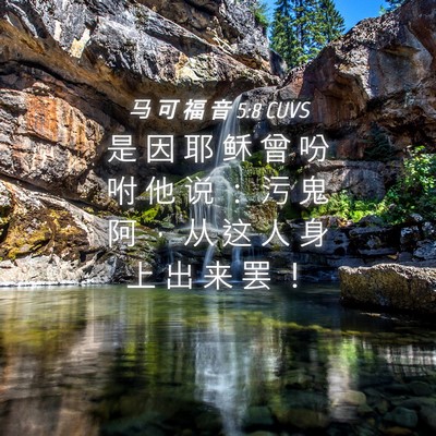 Picture 04 - 马 可 福 音 5:8 CUVS - 是 因 耶 稣 曾 吩 咐 他 说 ： 污 鬼 - Bible Verse Picture
