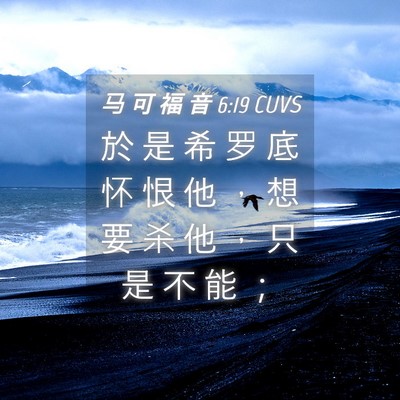 Picture 04 - 马 可 福 音 6:19 CUVS - 於 是 希 罗 底 怀 恨 他 ， 想 要 杀 - Bible Verse Picture