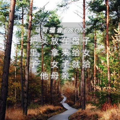 Picture 04 - 马 可 福 音 6:28 CUVS - 把 头 放 在 盘 子 里 ， 拿 来 给 女 - Bible Verse Picture