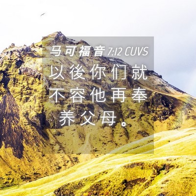 Picture 04 - 马 可 福 音 7:12 CUVS - 以 後 你 们 就 不 容 他 再 奉 养 父 - Bible Verse Picture