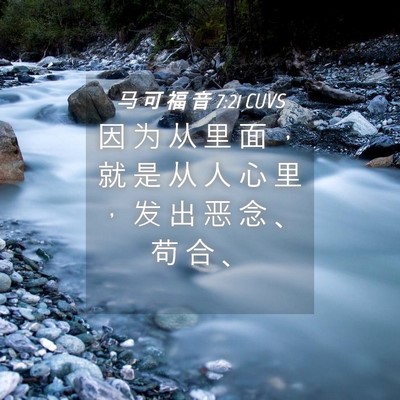 Picture 04 - 马 可 福 音 7:21 CUVS - 因 为 从 里 面 ， 就 是 从 人 心 里 - Bible Verse Picture