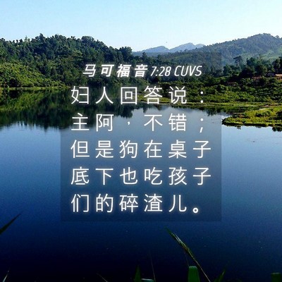 Picture 04 - 马 可 福 音 7:28 CUVS - 妇 人 回 答 说 ： 主 阿 ， 不 错 ； - Bible Verse Picture
