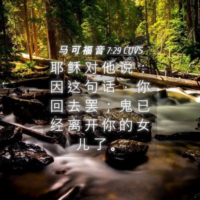 Picture 04 - 马 可 福 音 7:29 CUVS - 耶 稣 对 他 说 ： 因 这 句 话 ， 你 - Bible Verse Picture