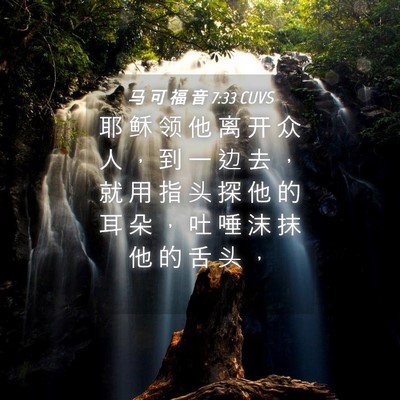 Picture 04 - 马 可 福 音 7:33 CUVS - 耶 稣 领 他 离 开 众 人 ， 到 一 边 - Bible Verse Picture