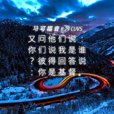 Picture 04 - 马 可 福 音 8:29 CUVS - 又 问 他 们 说 ： 你 们 说 我 是 谁 - Bible Verse Picture