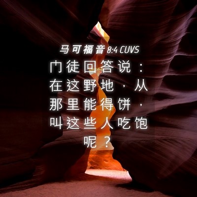 Picture 04 - 马 可 福 音 8:4 CUVS - 门 徒 回 答 说 ： 在 这 野 地 ， 从 - Bible Verse Picture