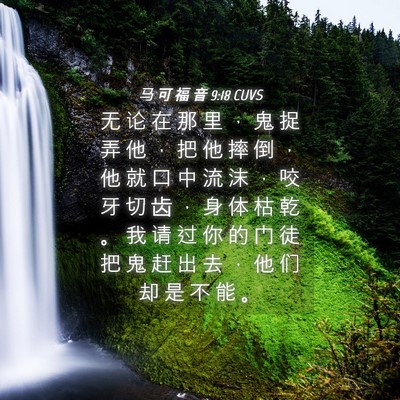 Picture 04 - 马 可 福 音 9:18 CUVS - 无 论 在 那 里 ， 鬼 捉 弄 他 ， 把 - Bible Verse Picture