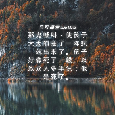 Picture 04 - 马 可 福 音 9:26 CUVS - 那 鬼 喊 叫 ， 使 孩 子 大 大 的 抽 - Bible Verse Picture