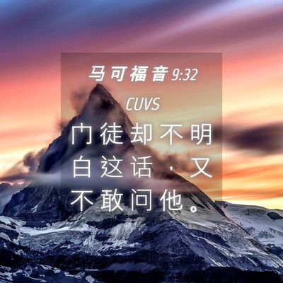 Picture 04 - 马 可 福 音 9:32 CUVS - 门 徒 却 不 明 白 这 话 ， 又 不 敢 - Bible Verse Picture