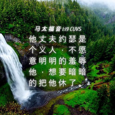 Picture 04 - 马 太 福 音 1:19 CUVS - 他 丈 夫 约 瑟 是 个 义 人 ， 不 愿 - Bible Verse Picture