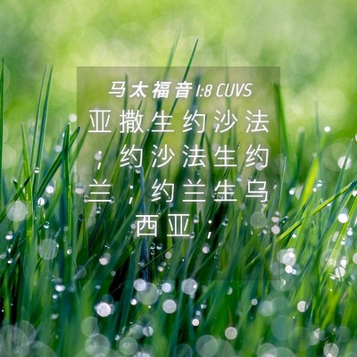 Picture 04 - 马 太 福 音 1:8 CUVS - 亚 撒 生 约 沙 法 ； 约 沙 法 生 约 - Bible Verse Picture
