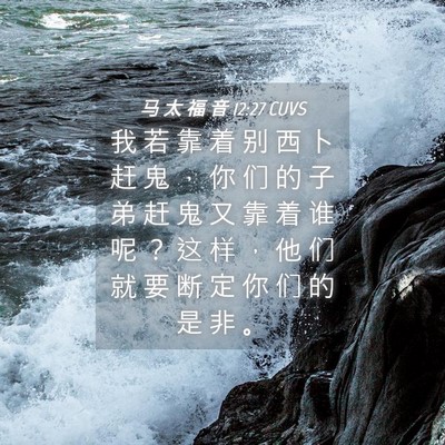 Picture 04 - 马 太 福 音 12:27 CUVS - 我 若 靠 着 别 西 卜 赶 鬼 ， 你 们 - Bible Verse Picture