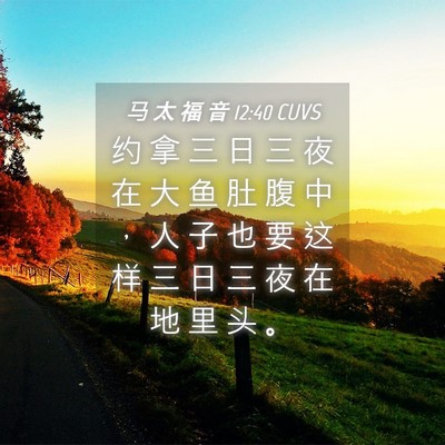 Picture 04 - 马 太 福 音 12:40 CUVS - 约 拿 三 日 三 夜 在 大 鱼 肚 腹 中 - Bible Verse Picture