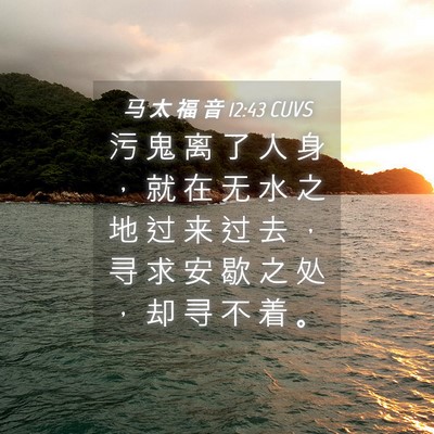 Picture 04 - 马 太 福 音 12:43 CUVS - 污 鬼 离 了 人 身 ， 就 在 无 水 之 - Bible Verse Picture