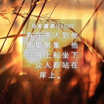 Picture 04 - 马 太 福 音 13:2 CUVS - 有 许 多 人 到 他 那 里 聚 集 ， 他 - Bible Verse Picture