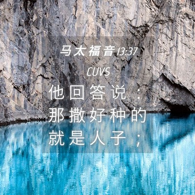 Picture 04 - 马 太 福 音 13:37 CUVS - 他 回 答 说 ： 那 撒 好 种 的 就 是 - Bible Verse Picture