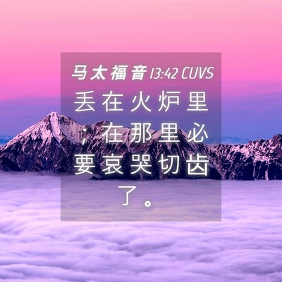 Picture 04 - 马 太 福 音 13:42 CUVS - 丢 在 火 炉 里 ； 在 那 里 必 要 哀 - Bible Verse Picture