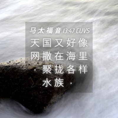 Picture 04 - 马 太 福 音 13:47 CUVS - 天 国 又 好 像 网 撒 在 海 里 ， 聚 - Bible Verse Picture