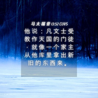 Picture 04 - 马 太 福 音 13:52 CUVS - 他 说 ： 凡 文 士 受 教 作 天 国 的 - Bible Verse Picture