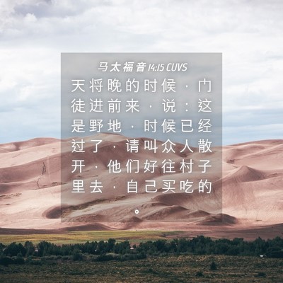 Picture 04 - 马 太 福 音 14:15 CUVS - 天 将 晚 的 时 候 ， 门 徒 进 前 来 - Bible Verse Picture