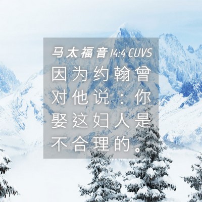 Picture 04 - 马 太 福 音 14:4 CUVS - 因 为 约 翰 曾 对 他 说 ： 你 娶 这 - Bible Verse Picture