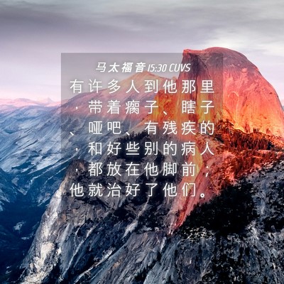 Picture 04 - 马 太 福 音 15:30 CUVS - 有 许 多 人 到 他 那 里 ， 带 着 瘸 - Bible Verse Picture