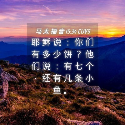 Picture 04 - 马 太 福 音 15:34 CUVS - 耶 稣 说 ： 你 们 有 多 少 饼 ？ 他 - Bible Verse Picture