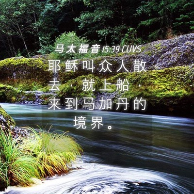 Picture 04 - 马 太 福 音 15:39 CUVS - 耶 稣 叫 众 人 散 去 ， 就 上 船 ， - Bible Verse Picture