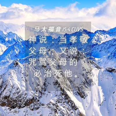 Picture 04 - 马 太 福 音 15:4 CUVS - 神 说 ： 当 孝 敬 父 母 ； 又 说 ： - Bible Verse Picture