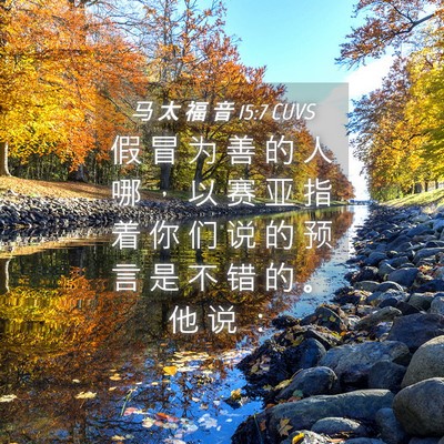 Picture 04 - 马 太 福 音 15:7 CUVS - 假 冒 为 善 的 人 哪 ， 以 赛 亚 指 - Bible Verse Picture
