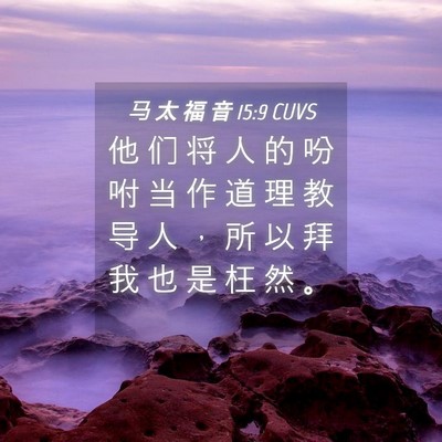 Picture 04 - 马 太 福 音 15:9 CUVS - 他 们 将 人 的 吩 咐 当 作 道 理 教 - Bible Verse Picture