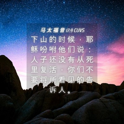 Picture 04 - 马 太 福 音 17:9 CUVS - 下 山 的 时 候 ， 耶 稣 吩 咐 他 们 - Bible Verse Picture