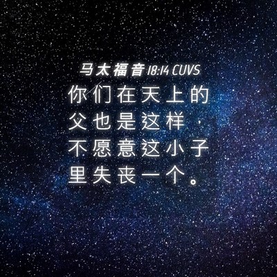 Picture 04 - 马 太 福 音 18:14 CUVS - 你 们 在 天 上 的 父 也 是 这 样 ， - Bible Verse Picture