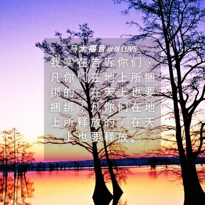 Picture 04 - 马 太 福 音 18:18 CUVS - 我 实 在 告 诉 你 们 ， 凡 你 们 在 - Bible Verse Picture