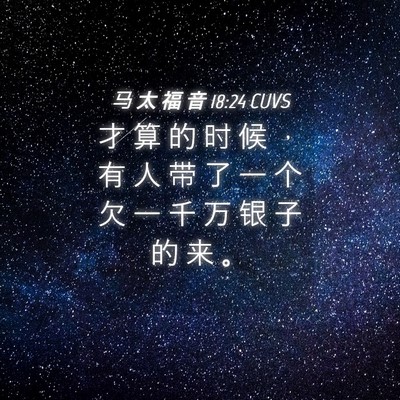 Picture 04 - 马 太 福 音 18:24 CUVS - 才 算 的 时 候 ， 有 人 带 了 一 个 - Bible Verse Picture