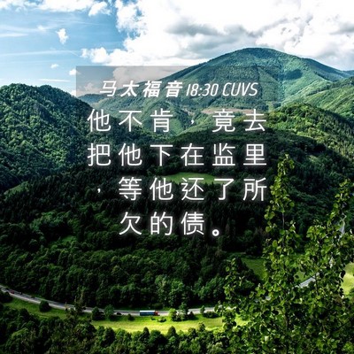 Picture 04 - 马 太 福 音 18:30 CUVS - 他 不 肯 ， 竟 去 把 他 下 在 监 里 - Bible Verse Picture