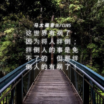 Picture 04 - 马 太 福 音 18:7 CUVS - 这 世 界 有 祸 了 ， 因 为 将 人 绊 - Bible Verse Picture