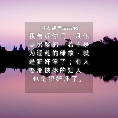 Picture 04 - 马 太 福 音 19:9 CUVS - 我 告 诉 你 们 ， 凡 休 妻 另 娶 的 - Bible Verse Picture