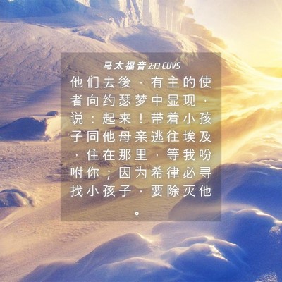 Picture 04 - 马 太 福 音 2:13 CUVS - 他 们 去 後 ， 有 主 的 使 者 向 约 - Bible Verse Picture
