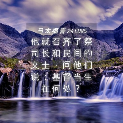 Picture 04 - 马 太 福 音 2:4 CUVS - 他 就 召 齐 了 祭 司 长 和 民 间 的 - Bible Verse Picture