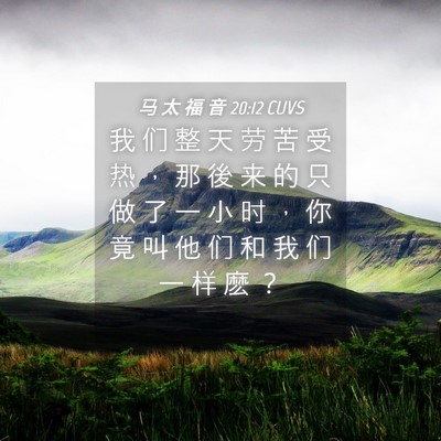 Picture 04 - 马 太 福 音 20:12 CUVS - 我 们 整 天 劳 苦 受 热 ， 那 後 来 - Bible Verse Picture