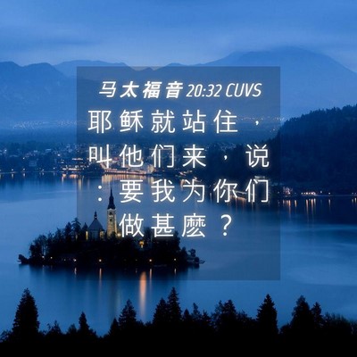 Picture 04 - 马 太 福 音 20:32 CUVS - 耶 稣 就 站 住 ， 叫 他 们 来 ， 说 - Bible Verse Picture