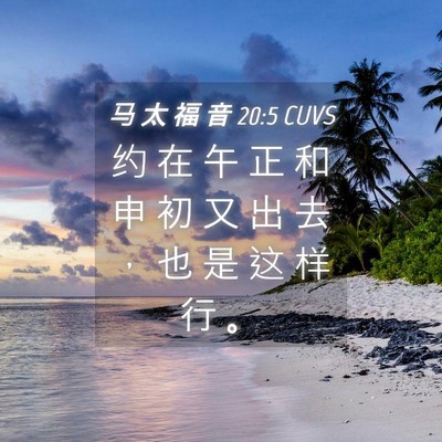 Picture 04 - 马 太 福 音 20:5 CUVS - 约 在 午 正 和 申 初 又 出 去 ， 也 - Bible Verse Picture
