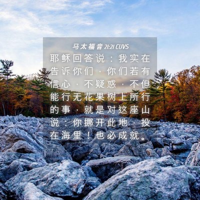 Picture 04 - 马 太 福 音 21:21 CUVS - 耶 稣 回 答 说 ： 我 实 在 告 诉 你 - Bible Verse Picture