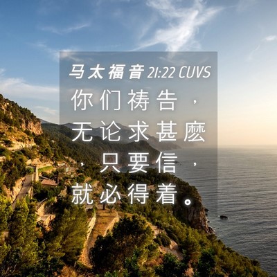 Picture 04 - 马 太 福 音 21:22 CUVS - 你 们 祷 告 ， 无 论 求 甚 麽 ， 只 - Bible Verse Picture